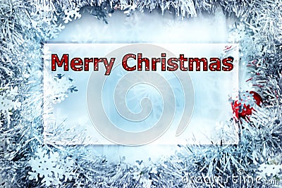 Christmas greeting card with the words Merry Christmas in polka dot letters, red and white. Stock Photo